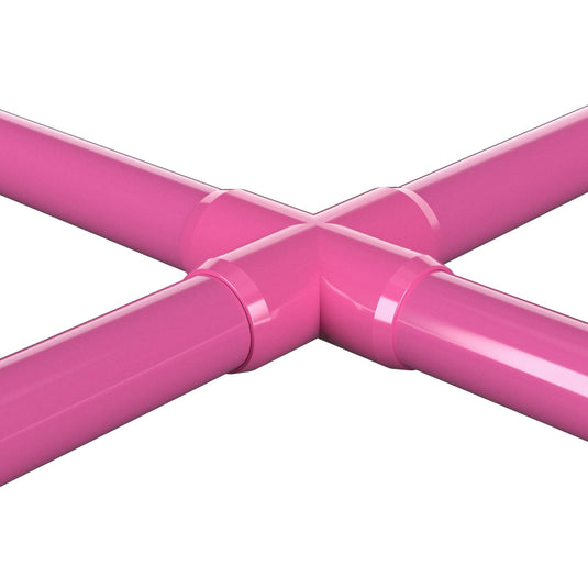 1-1/4 in. Furniture Grade PVC Cross Fitting - Pink - FORMUFIT