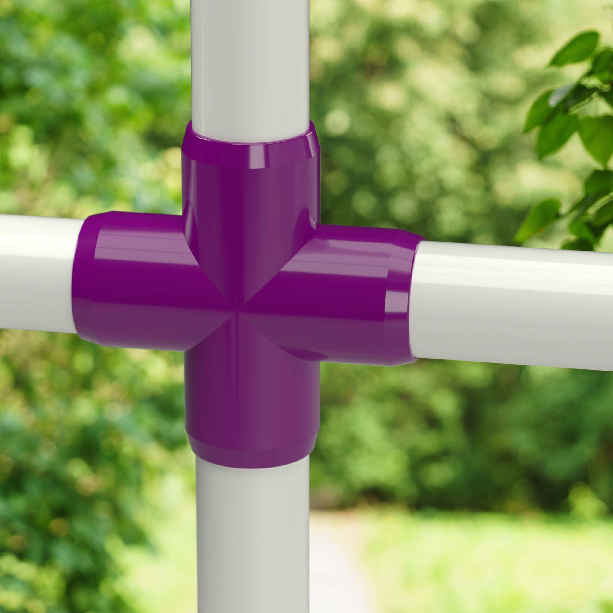 1-1/4 in. Cross PVC Fitting, Furniture Grade - Purple Cross - FORMUFIT