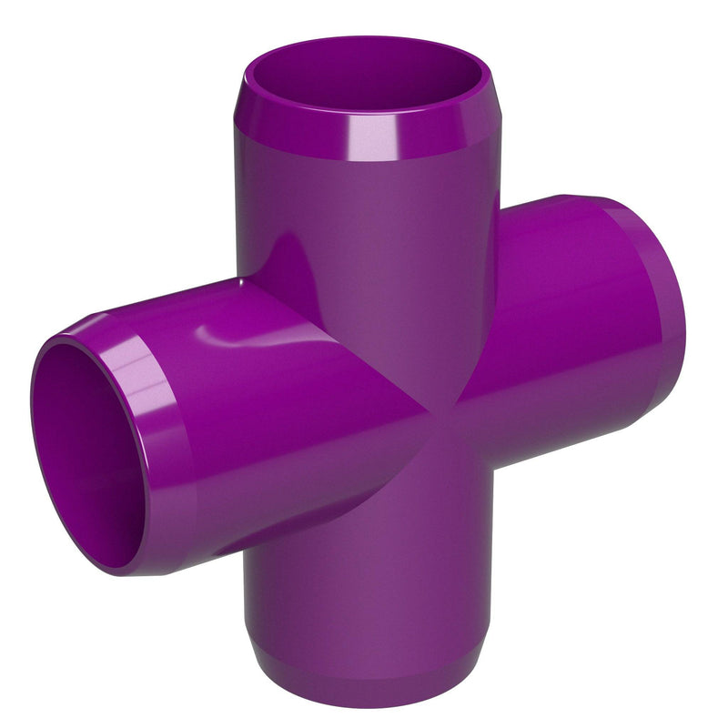 Load image into Gallery viewer, 1-1/4 in. Furniture Grade PVC Cross Fitting - Purple - FORMUFIT
