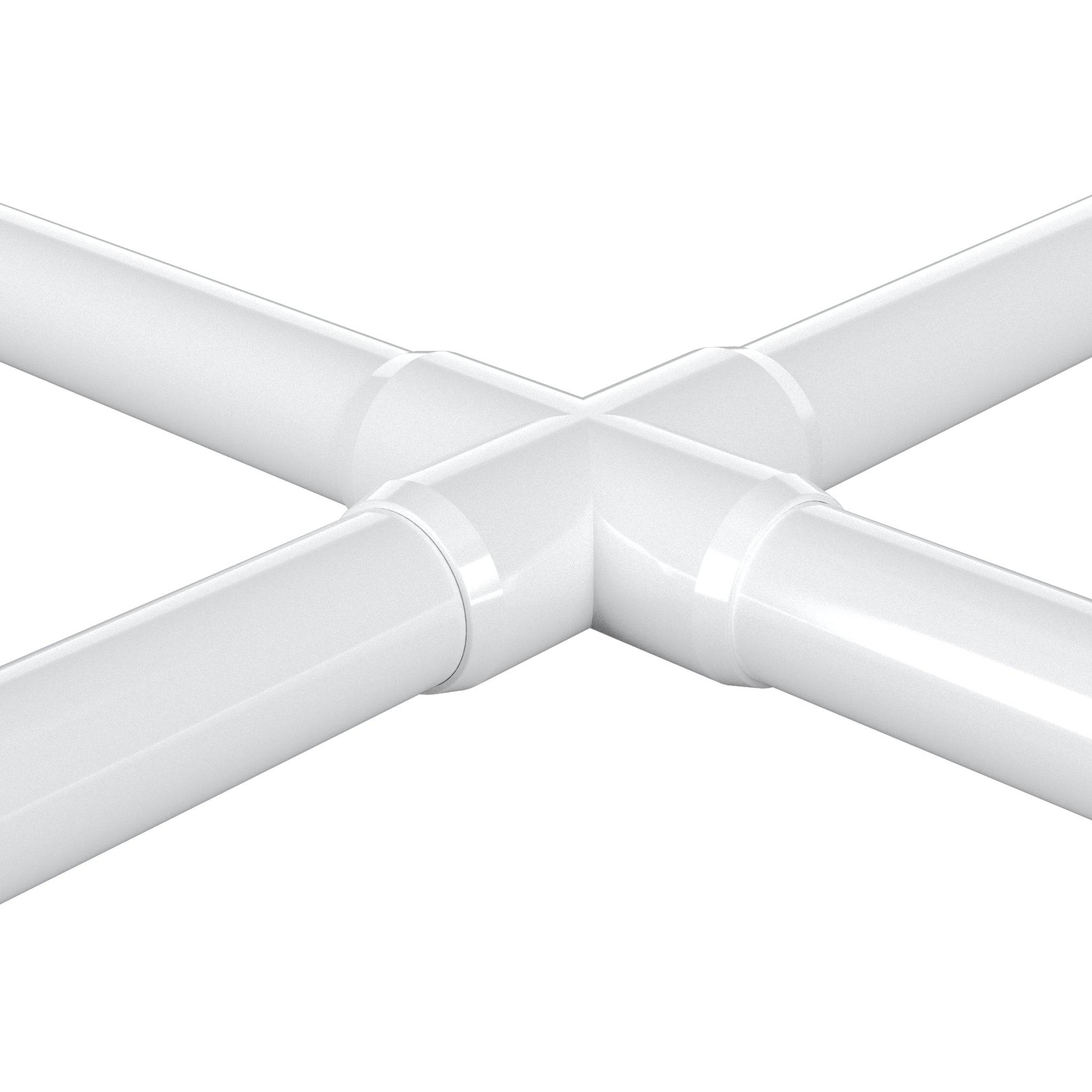 1-1/4 in. Cross PVC Fitting, Furniture Grade - White Cross - FORMUFIT