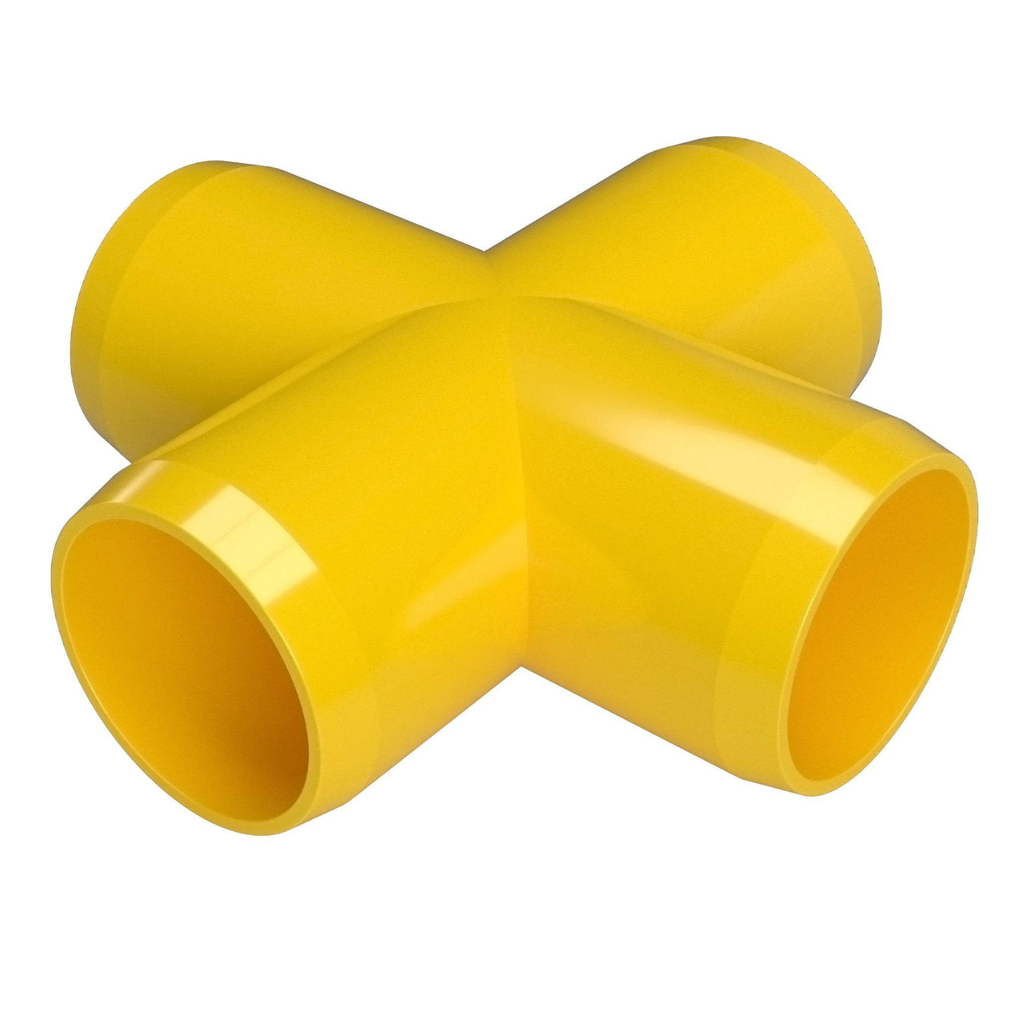 1-1/4 in. Cross PVC Fitting, Furniture Grade - Yellow Cross - FORMUFIT