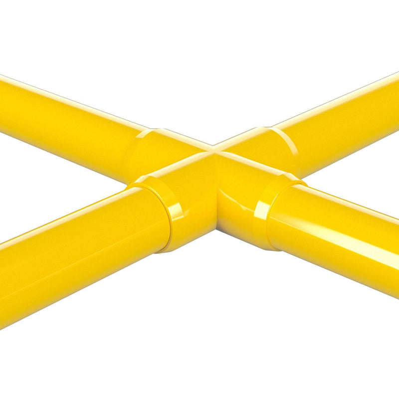 Load image into Gallery viewer, 1-1/4 in. Furniture Grade PVC Cross Fitting - Yellow - FORMUFIT
