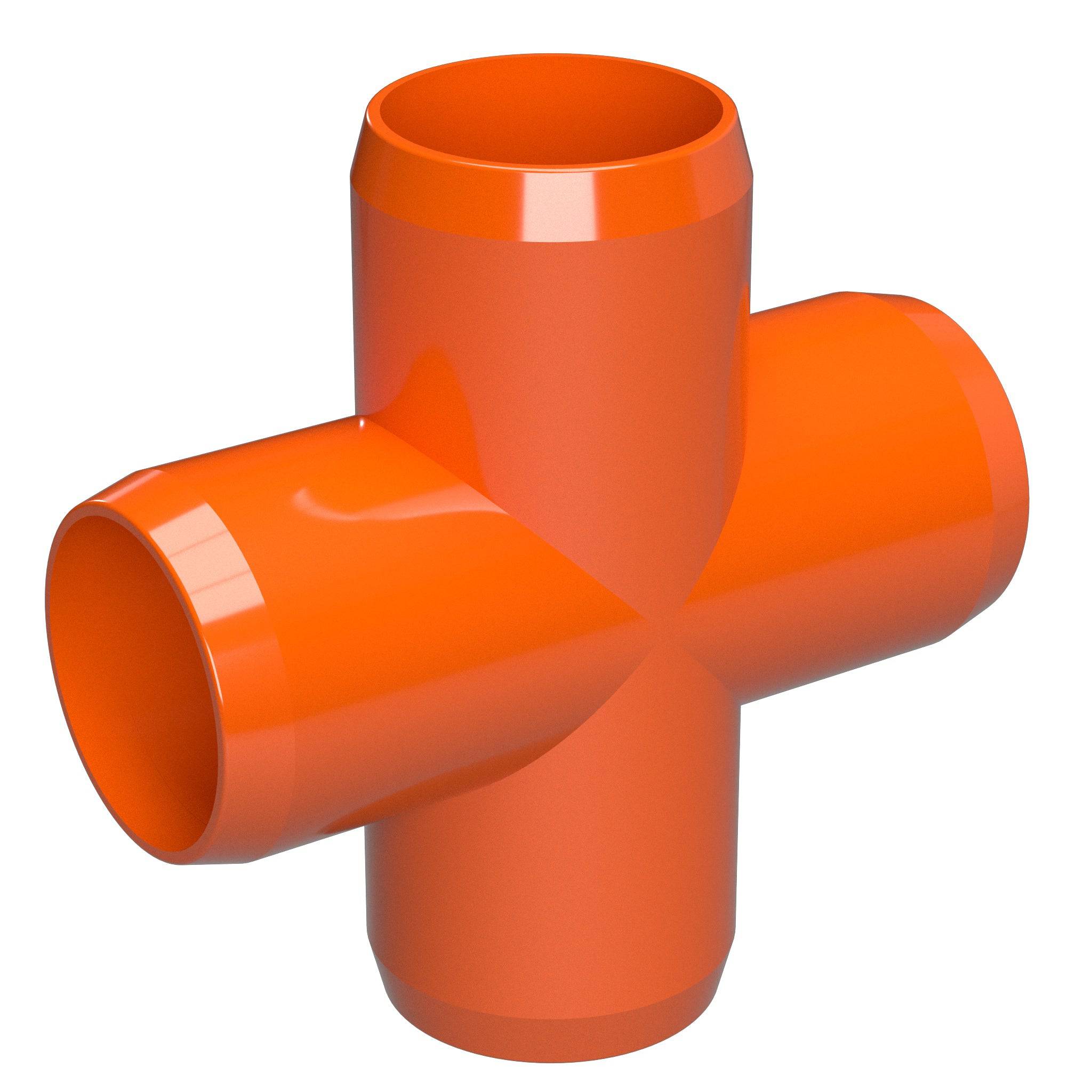 1/2 in. Cross PVC Fitting, Furniture Grade - Orange Cross - FORMUFIT