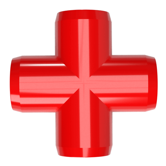 1/2 in. Furniture Grade PVC Cross Fitting - Red - FORMUFIT
