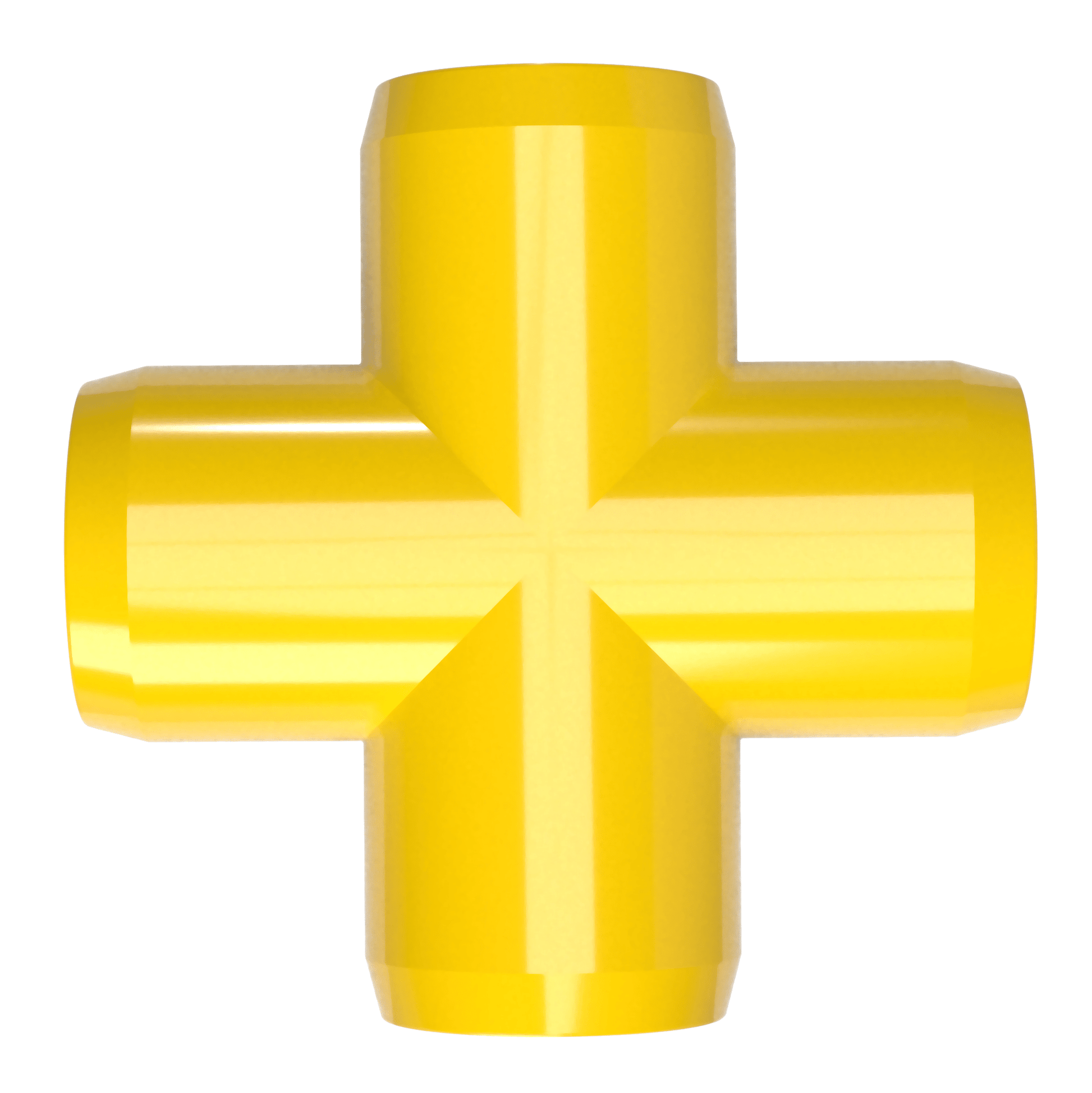 1/2 in. Cross PVC Fitting, Furniture Grade - Yellow Cross - FORMUFIT