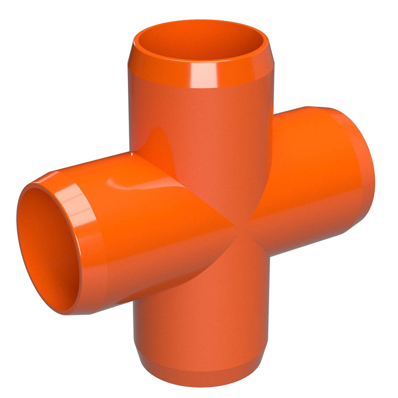 Load image into Gallery viewer, 1 in. Furniture Grade PVC Cross Fitting -Orange - FORMUFIT
