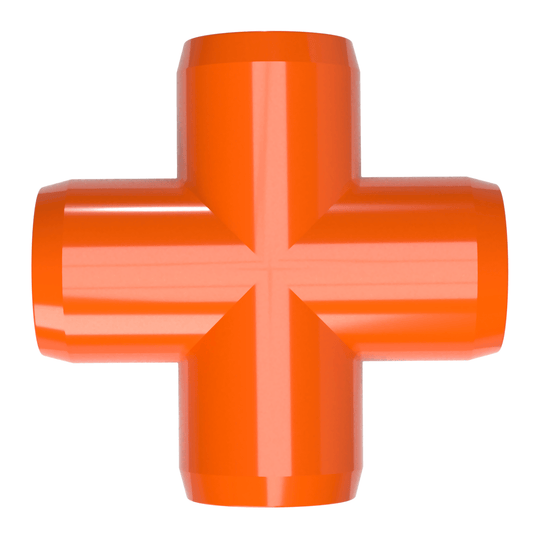1 in. Furniture Grade PVC Cross Fitting -Orange - FORMUFIT