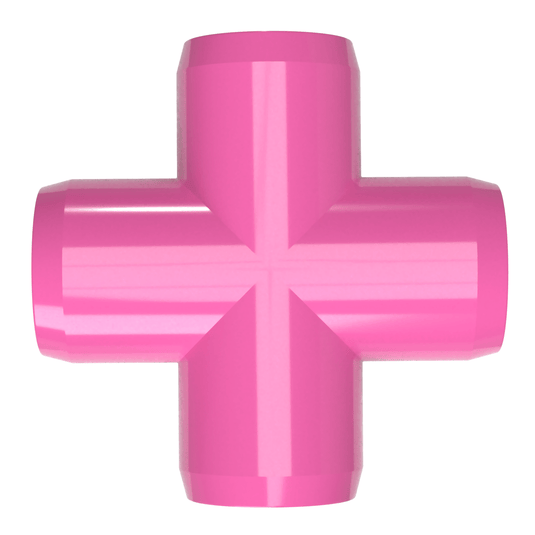 1 in. Furniture Grade PVC Cross Fitting - Pink - FORMUFIT