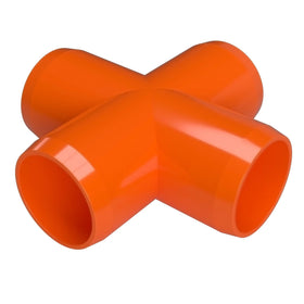 3/4 in. Furniture Grade PVC Cross Fitting - Orange - FORMUFIT