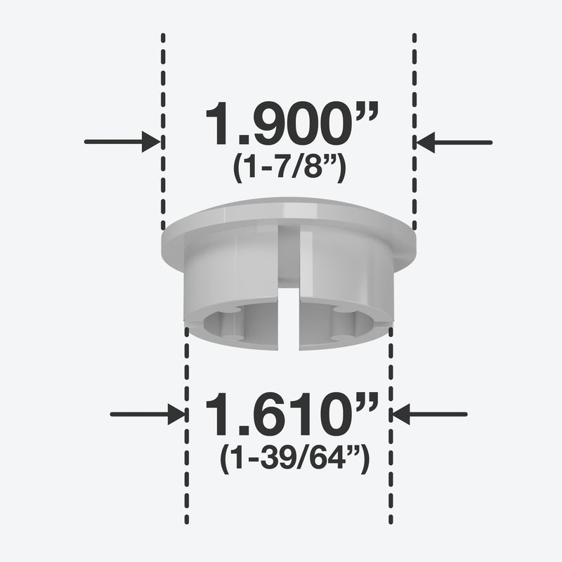 Load image into Gallery viewer, 1-1/2 in. Internal Furniture Grade PVC Dome Cap - Gray - FORMUFIT