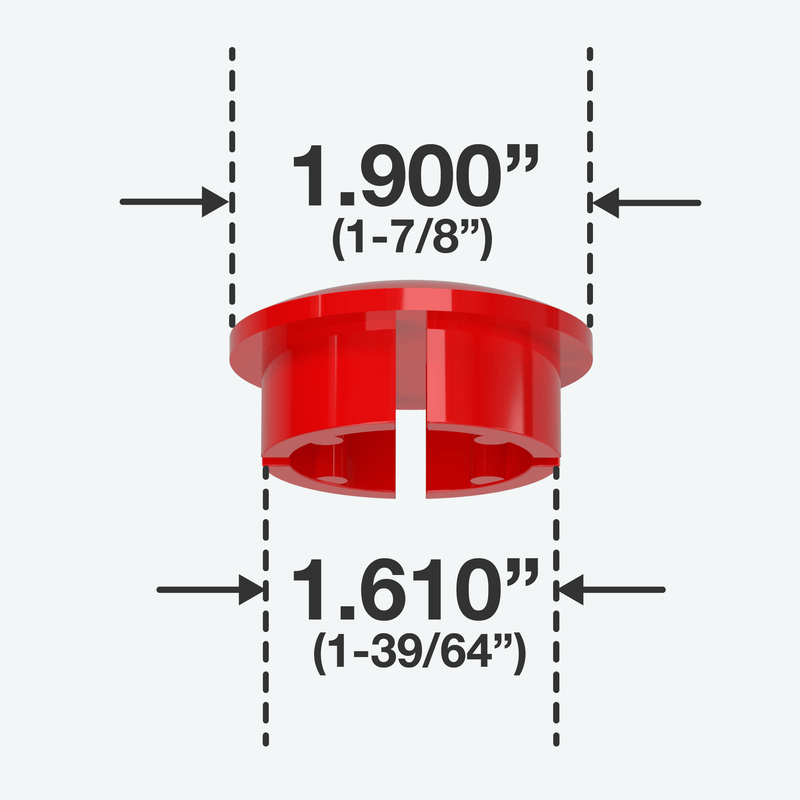 Load image into Gallery viewer, 1-1/2 in. Internal Furniture Grade PVC Dome Cap - Red - FORMUFIT
