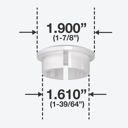 1-1/2" Internal PVC Dome Cap - Furniture Grade - FORMUFIT