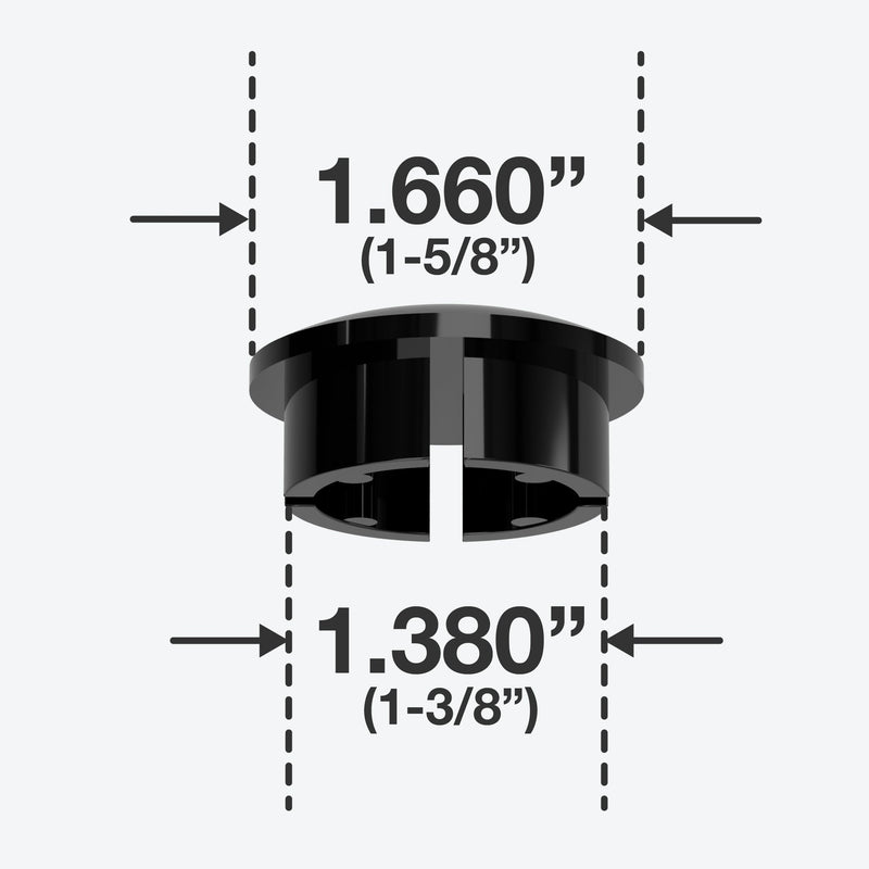 Load image into Gallery viewer, 1-1/4 in. Internal Furniture Grade PVC Dome Cap - Black - FORMUFIT
