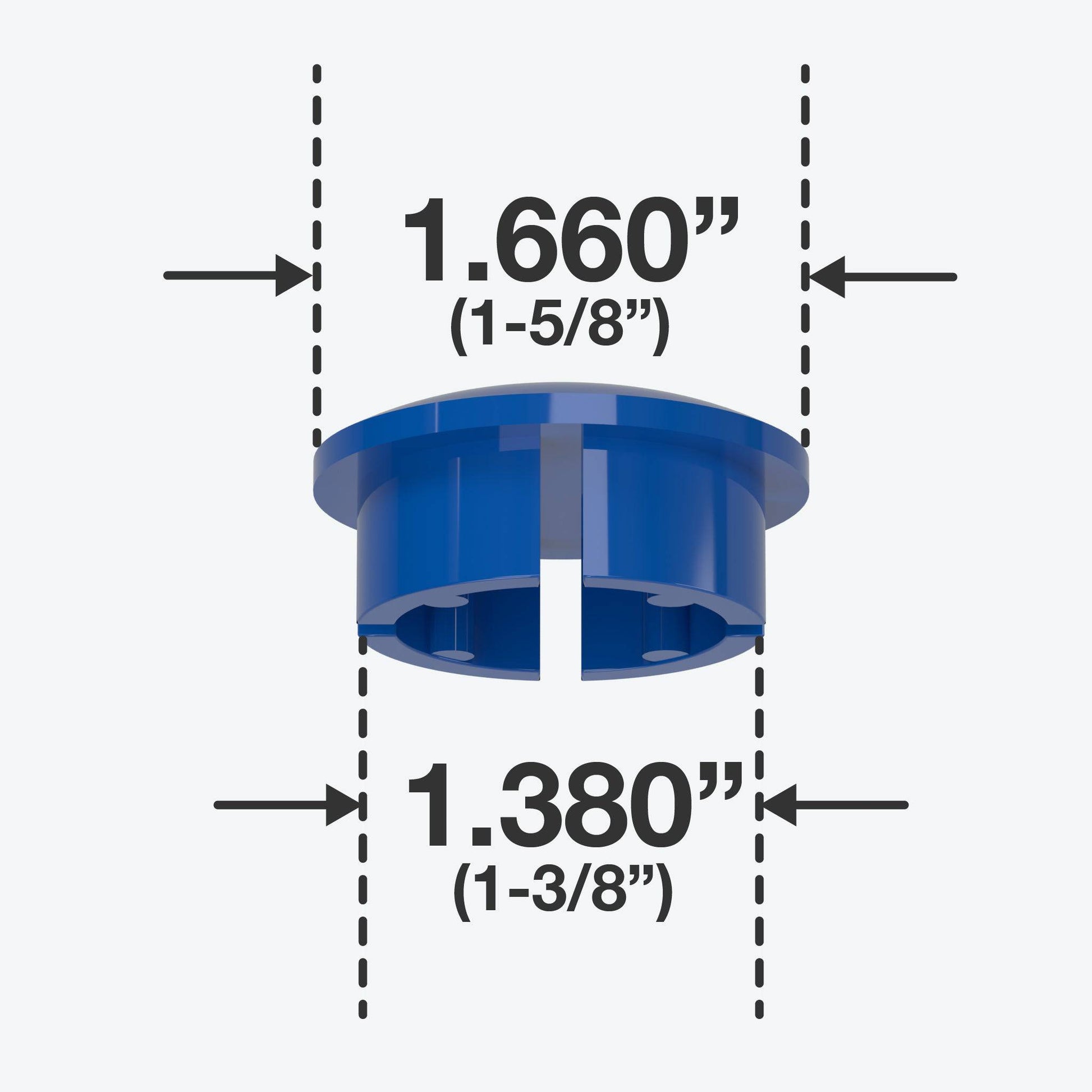 1-1/4 in. Internal Furniture Grade PVC Dome Cap - Blue - FORMUFIT