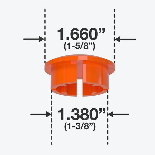 1-1/4 in. Internal Furniture Grade PVC Dome Cap - Orange - FORMUFIT