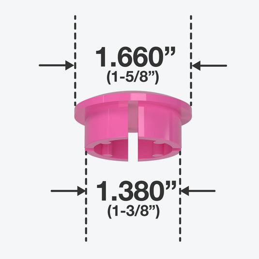 1-1/4 in. Internal Furniture Grade PVC Dome Cap - Pink - FORMUFIT