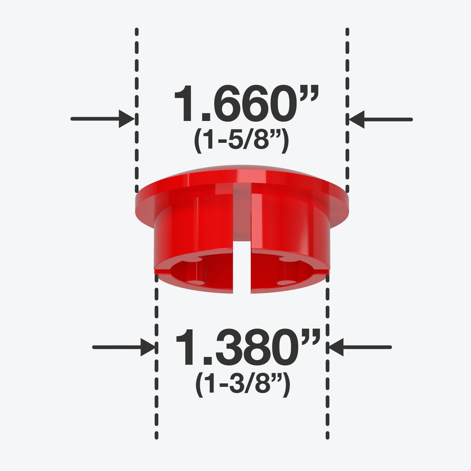 1-1/4 in. Internal Furniture Grade PVC Dome Cap - Red - FORMUFIT