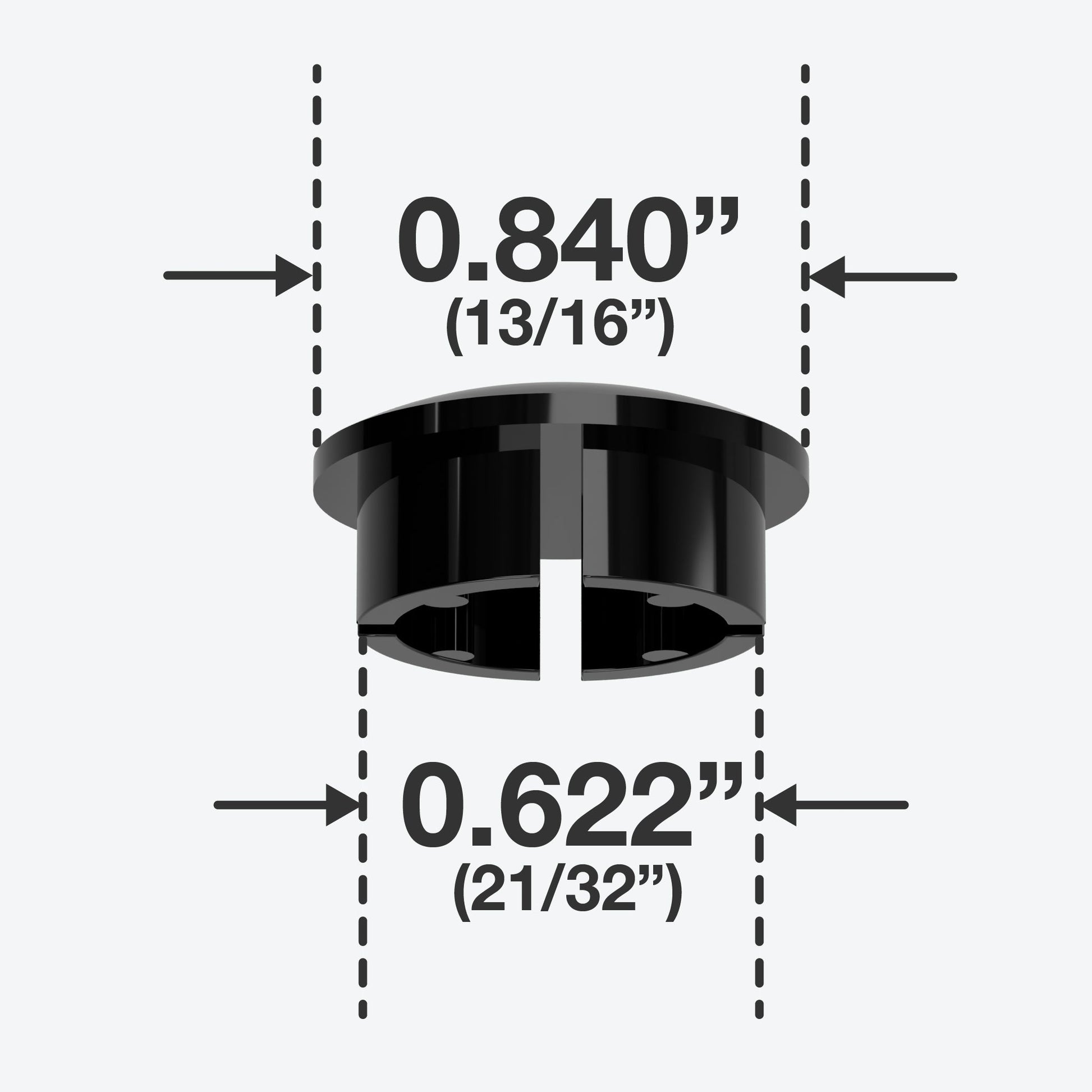 1/2 in. Internal Furniture Grade PVC Dome Cap - Black - FORMUFIT