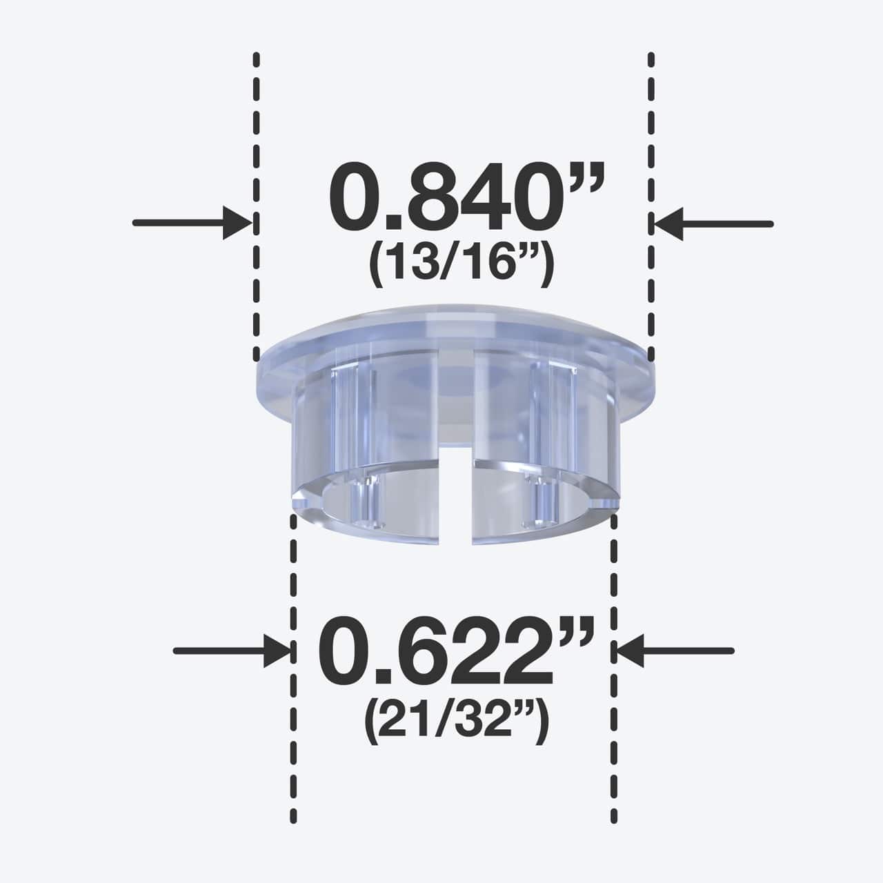 1/2 in. Internal Furniture Grade PVC Dome Cap - Clear - FORMUFIT