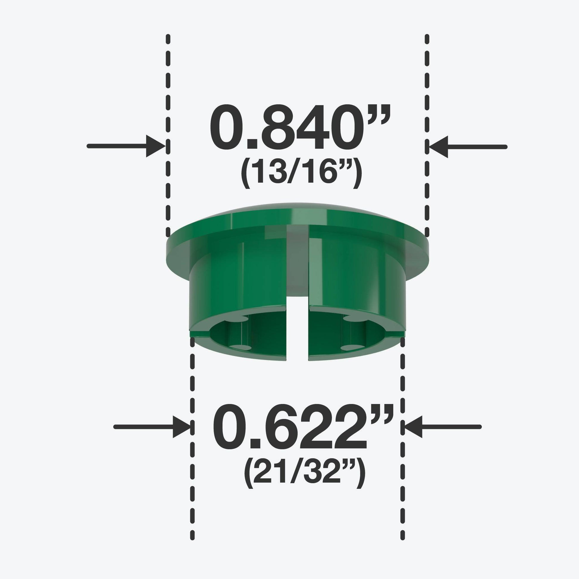1/2 in. Internal Furniture Grade PVC Dome Cap - Green - FORMUFIT
