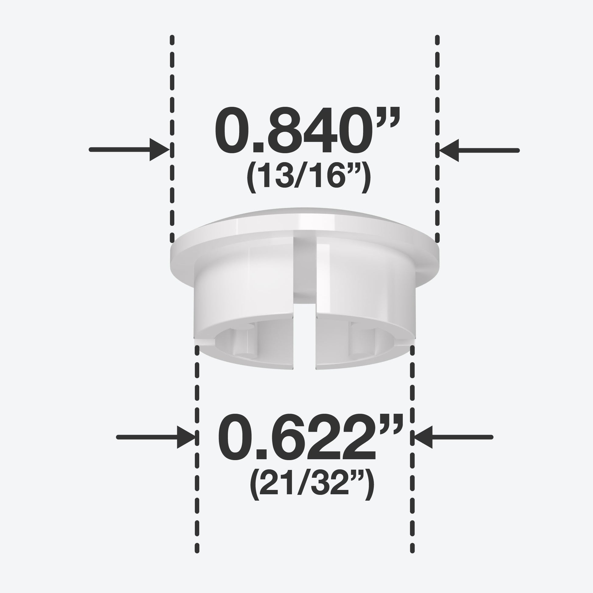 1/2 in. Internal PVC Dome Cap, Furniture Grade - White Dome Cap - FORMUFIT