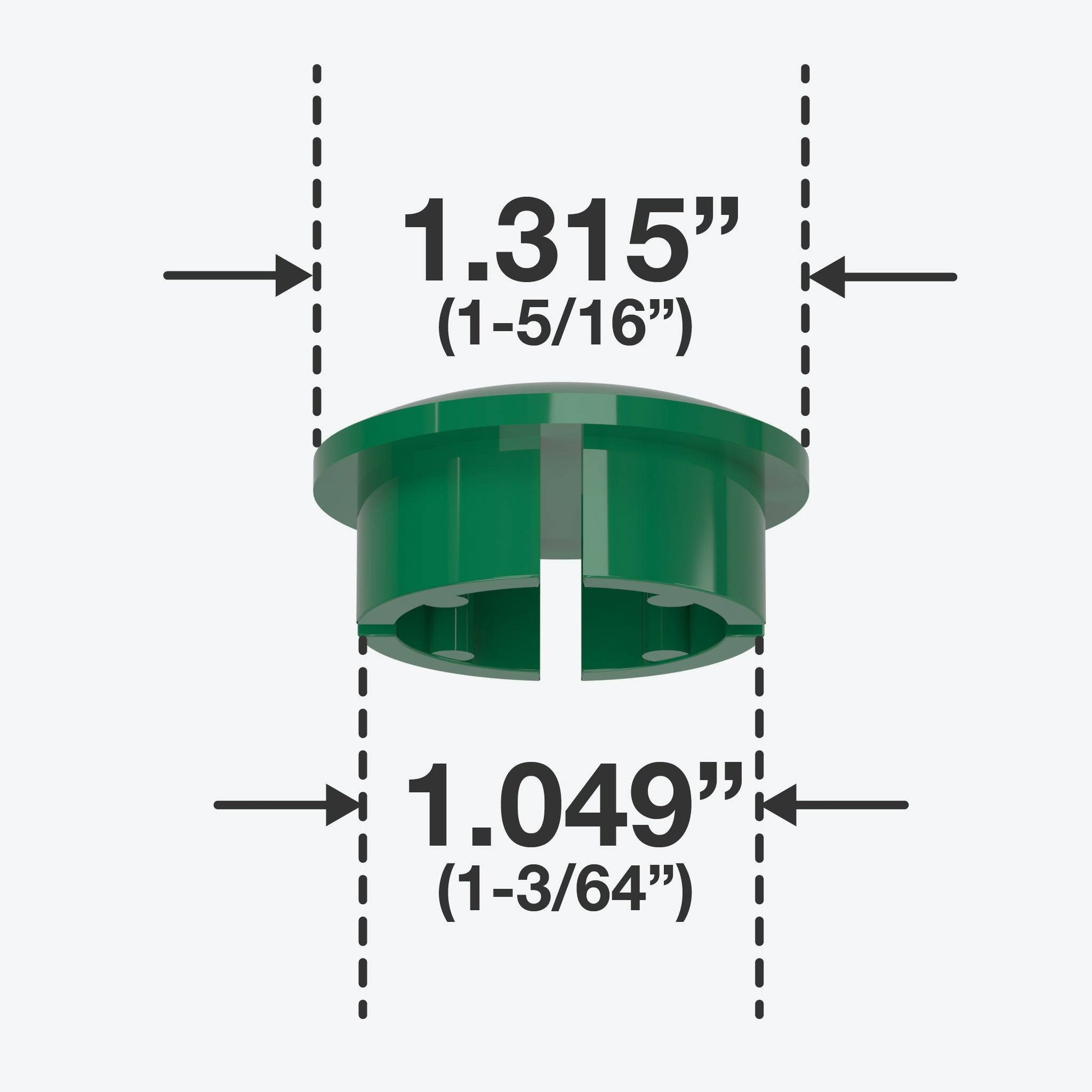 1 in. Internal Furniture Grade PVC Dome Cap - Green - FORMUFIT