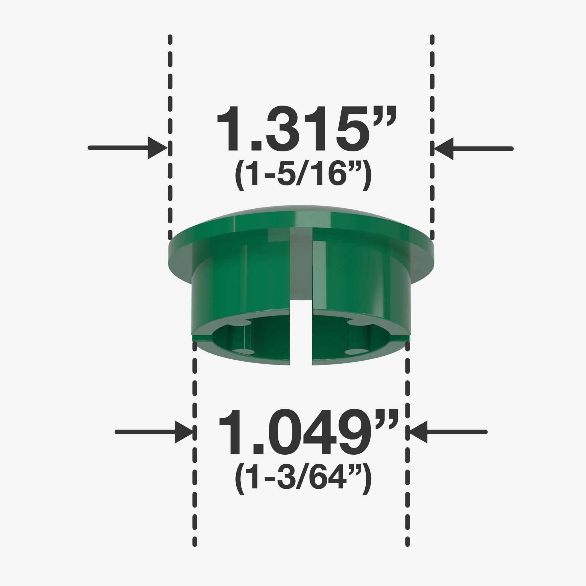 1 in. Internal PVC Dome Cap, Furniture Grade - Green Dome Cap - FORMUFIT