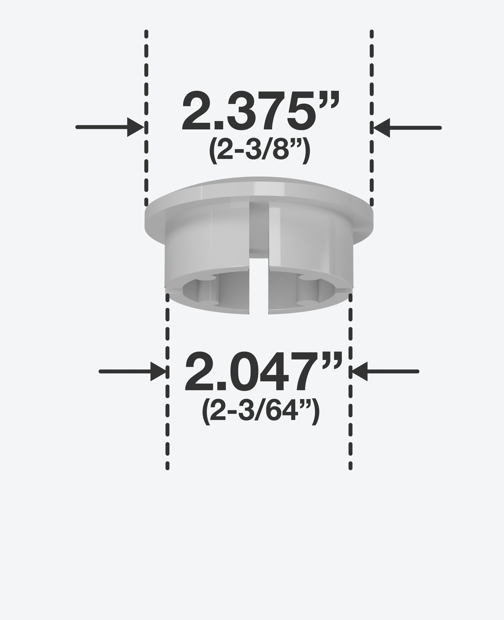 2 in. Internal PVC Dome Cap, Furniture Grade - Gray Dome Cap - FORMUFIT