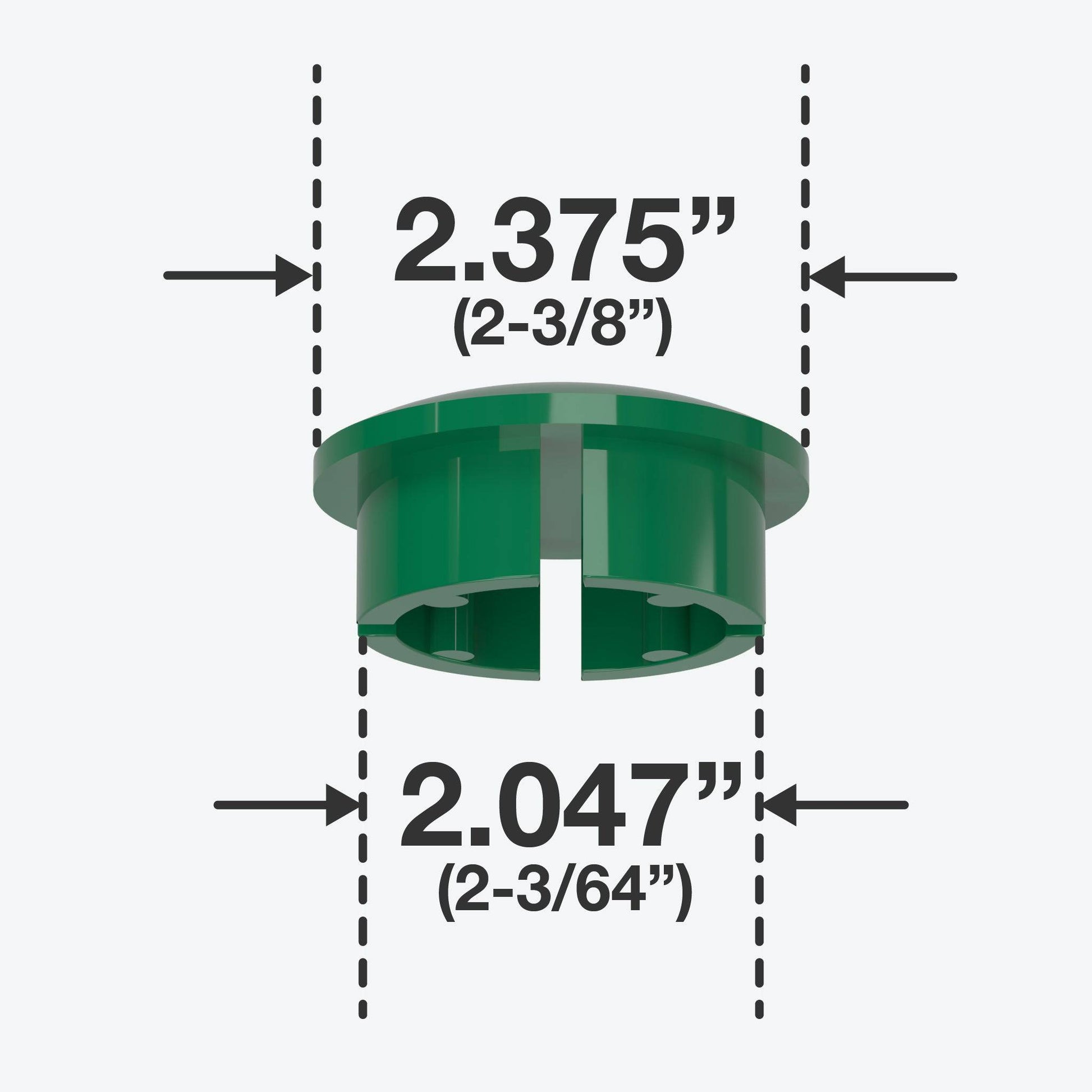 2 in. Internal PVC Dome Cap, Furniture Grade - Green Dome Cap - FORMUFIT