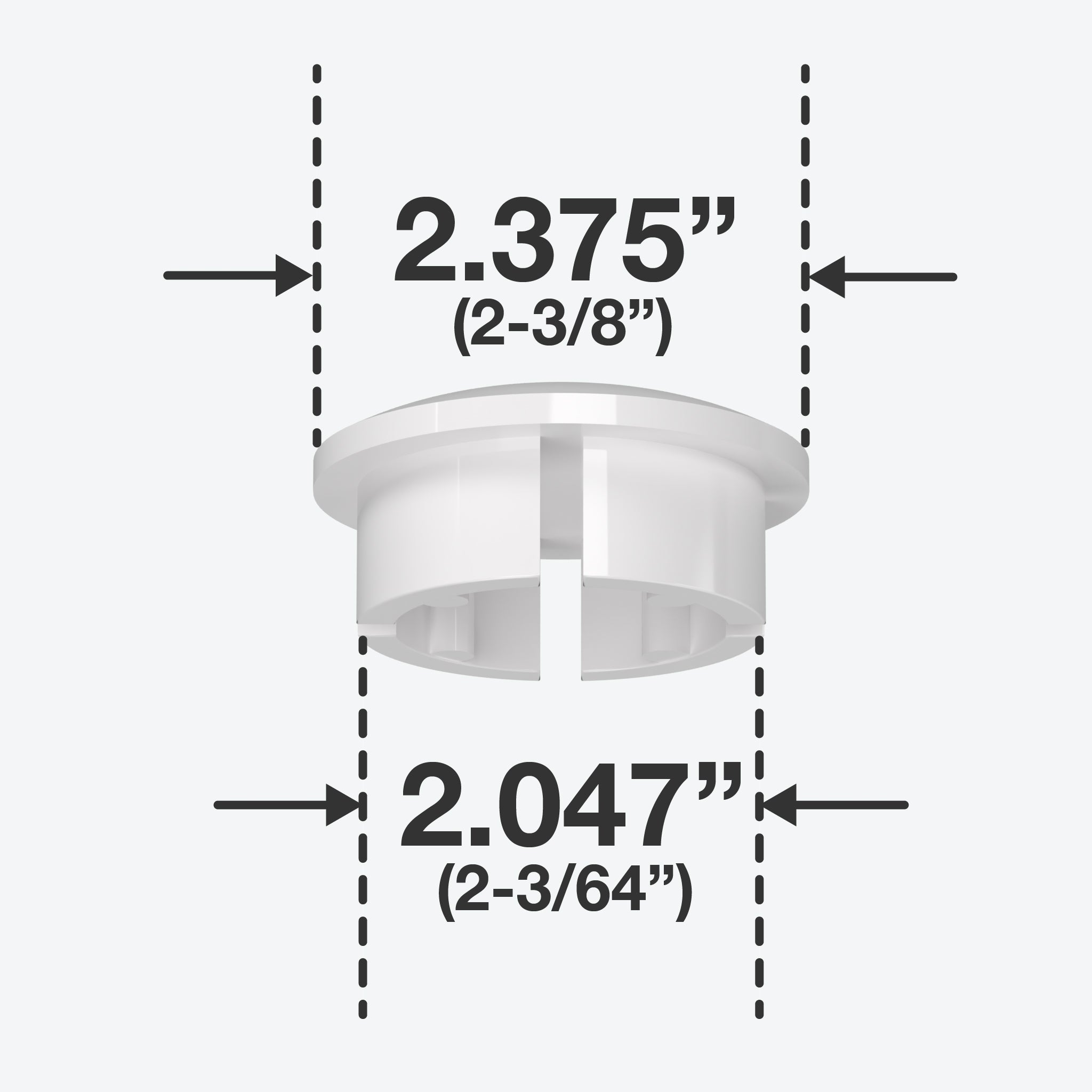2 in. Internal PVC Dome Cap, Furniture Grade - White Dome Cap - FORMUFIT