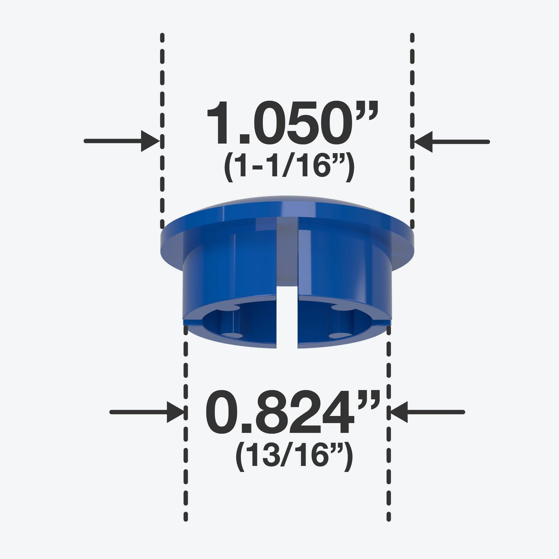 3/4 in. Internal Furniture Grade PVC Dome Cap - Blue - FORMUFIT