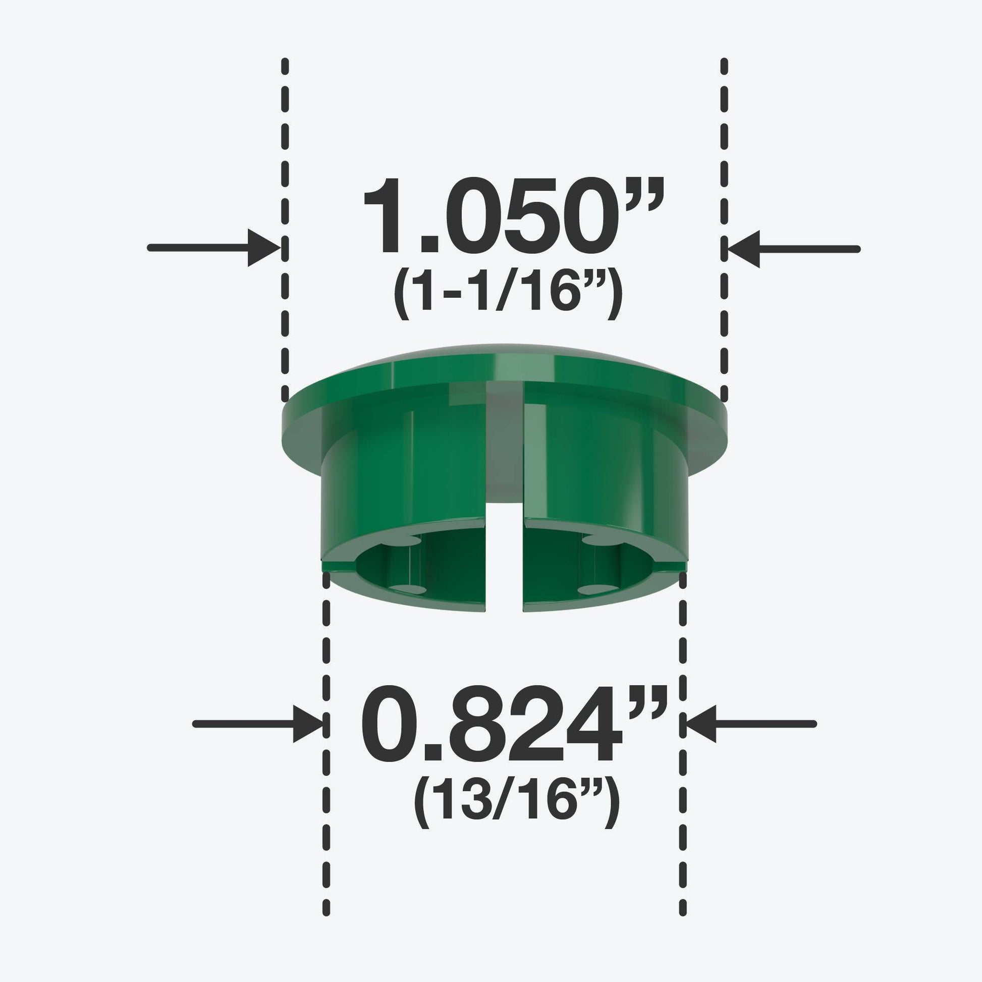 3/4 in. Internal Furniture Grade PVC Dome Cap - Green - FORMUFIT