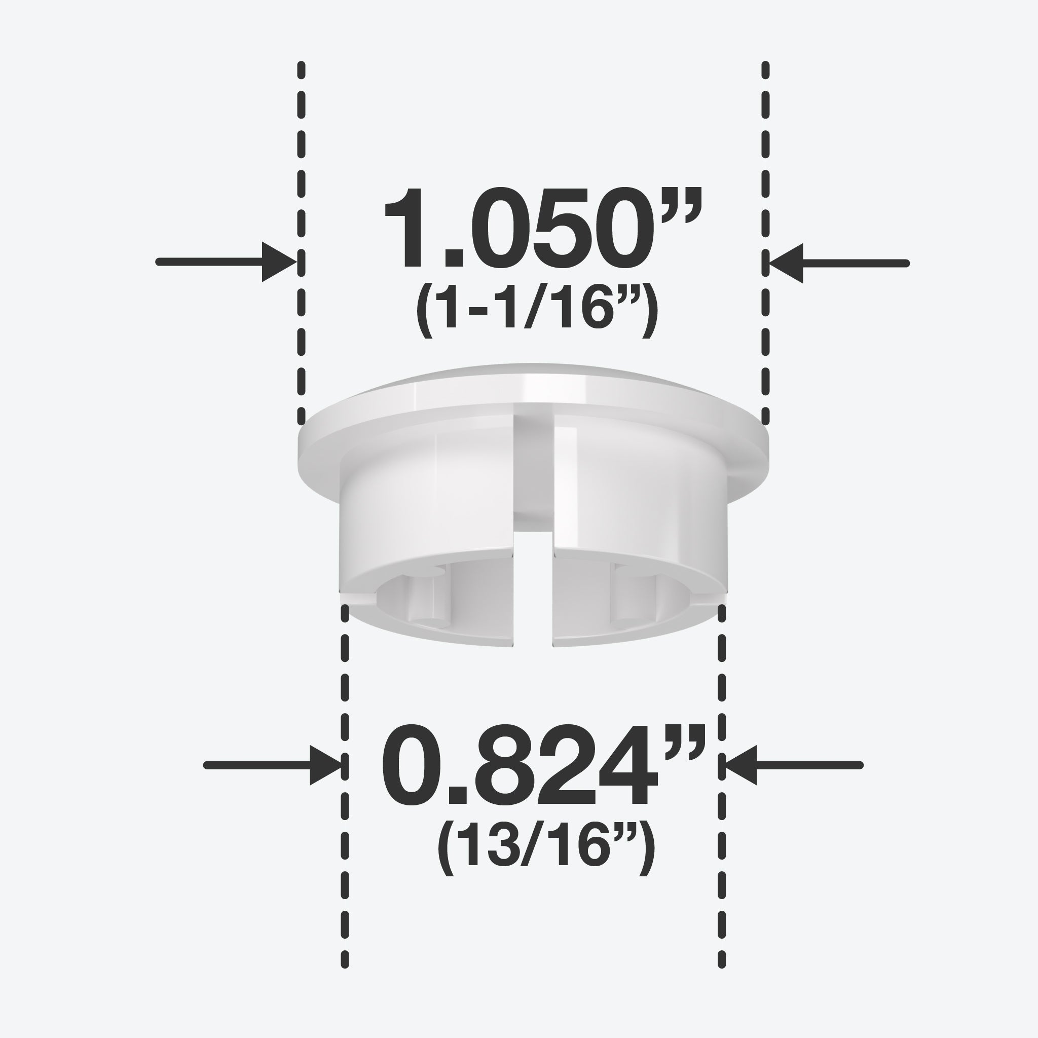 3/4 in. Internal PVC Dome Cap, Furniture Grade - White Dome Cap - FORMUFIT