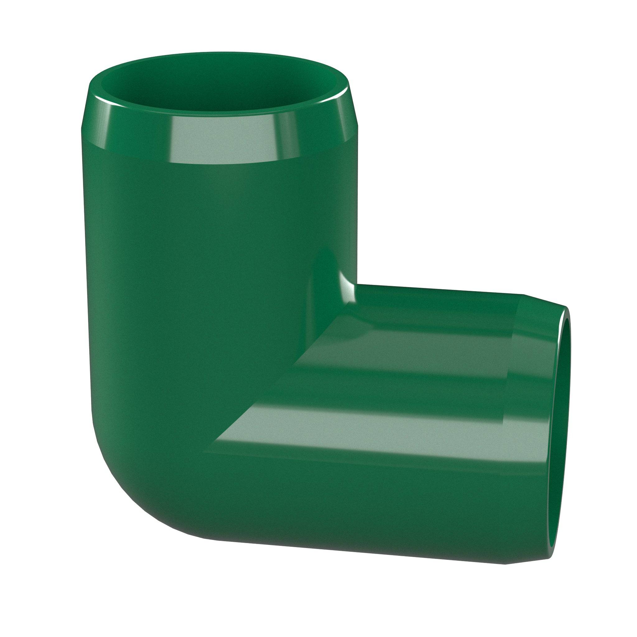 1-1/4 in. 90 Degree PVC Elbow Fitting, Furniture Grade - Green Ell Fitting - FORMUFIT