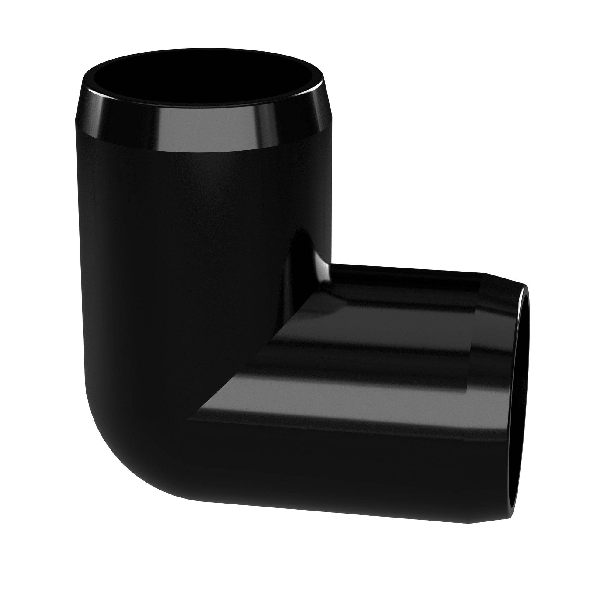 2 in. 90 Degree PVC Elbow Fitting, Furniture Grade - Black Ell Fitting - FORMUFIT