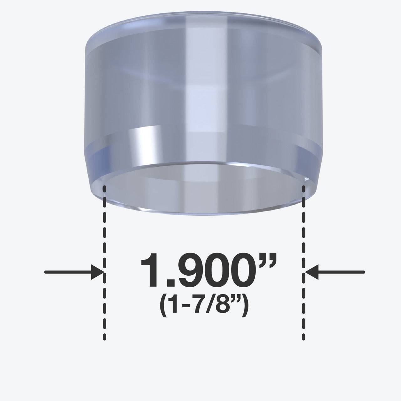 1-1/2 in. External Flat PVC End Cap, Furniture Grade - Clear External Cap - FORMUFIT