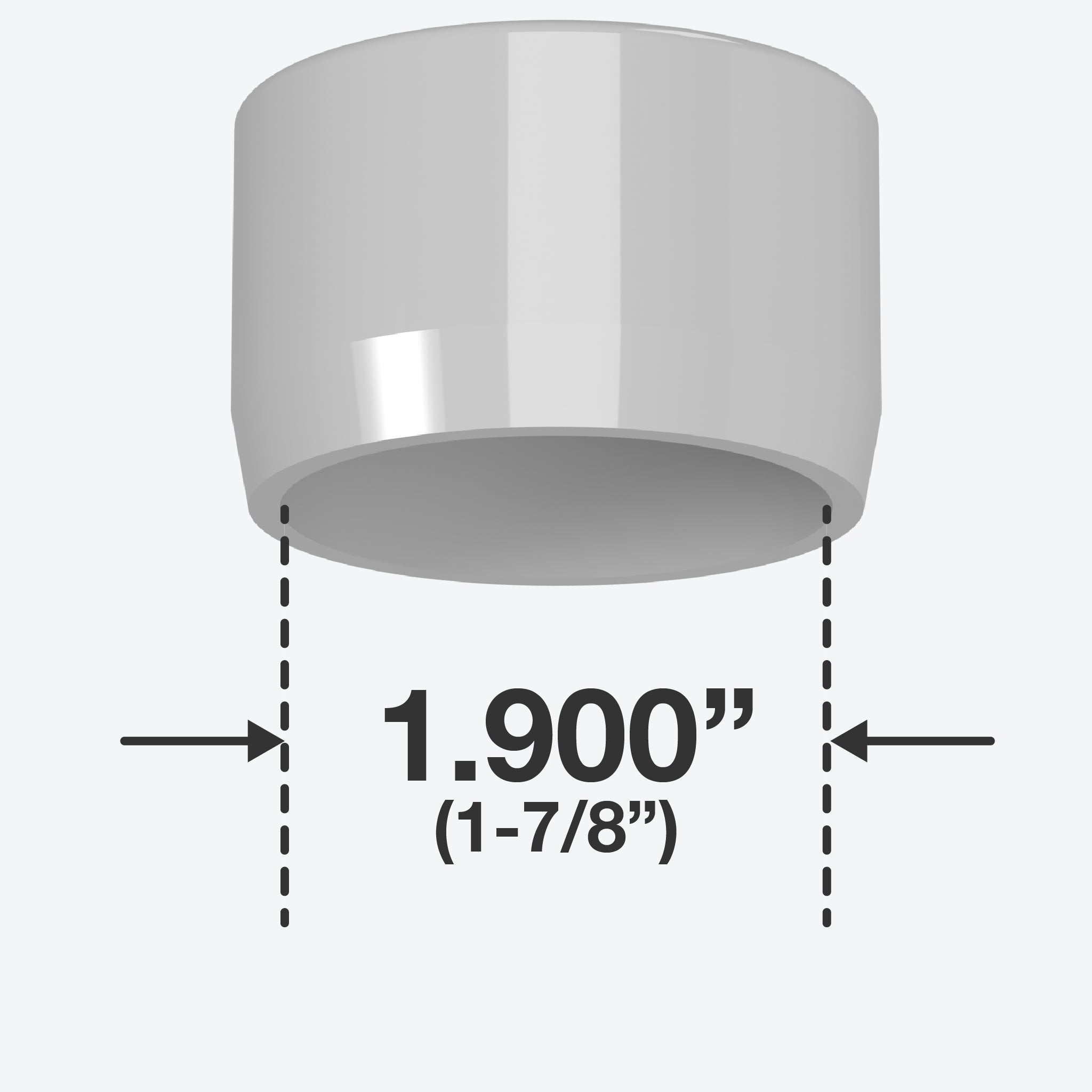 1-1/2 in. External Flat PVC End Cap, Furniture Grade - Gray External Cap - FORMUFIT