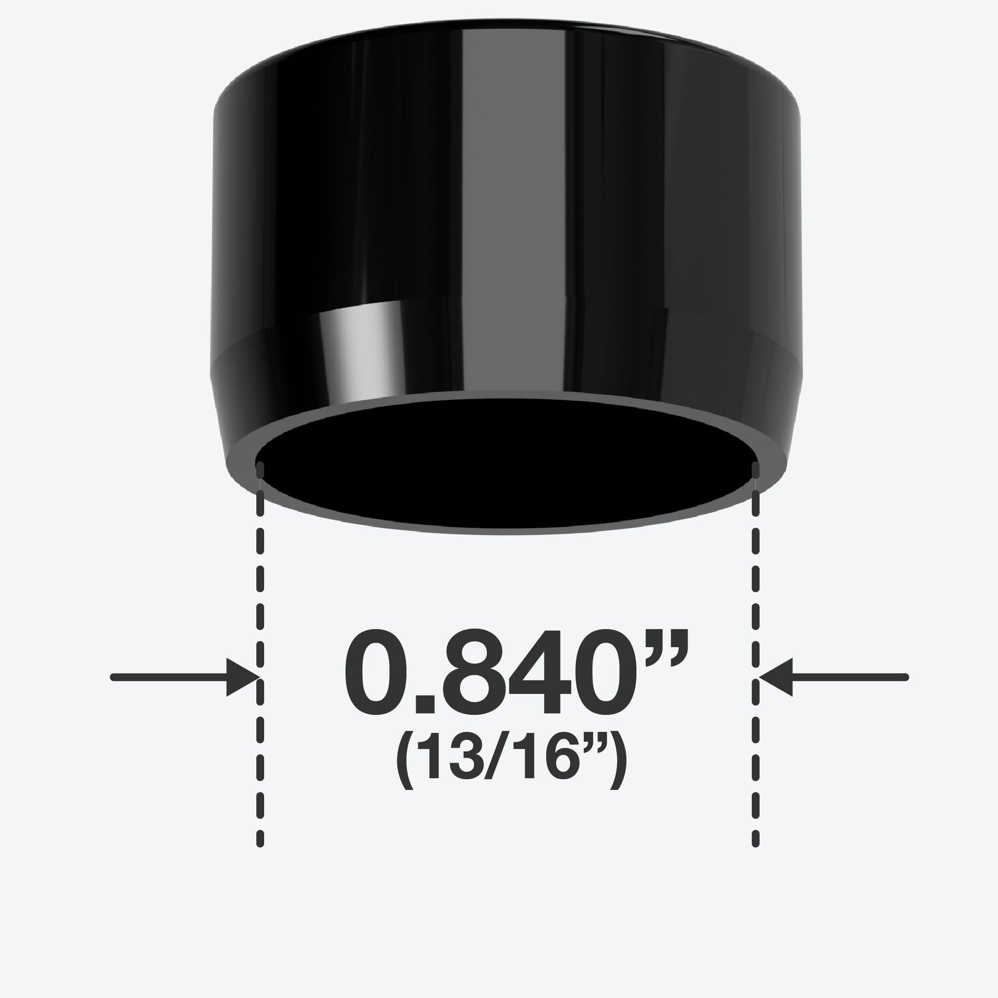 1/2 in. External Flat Furniture Grade PVC End Cap - Black - FORMUFIT