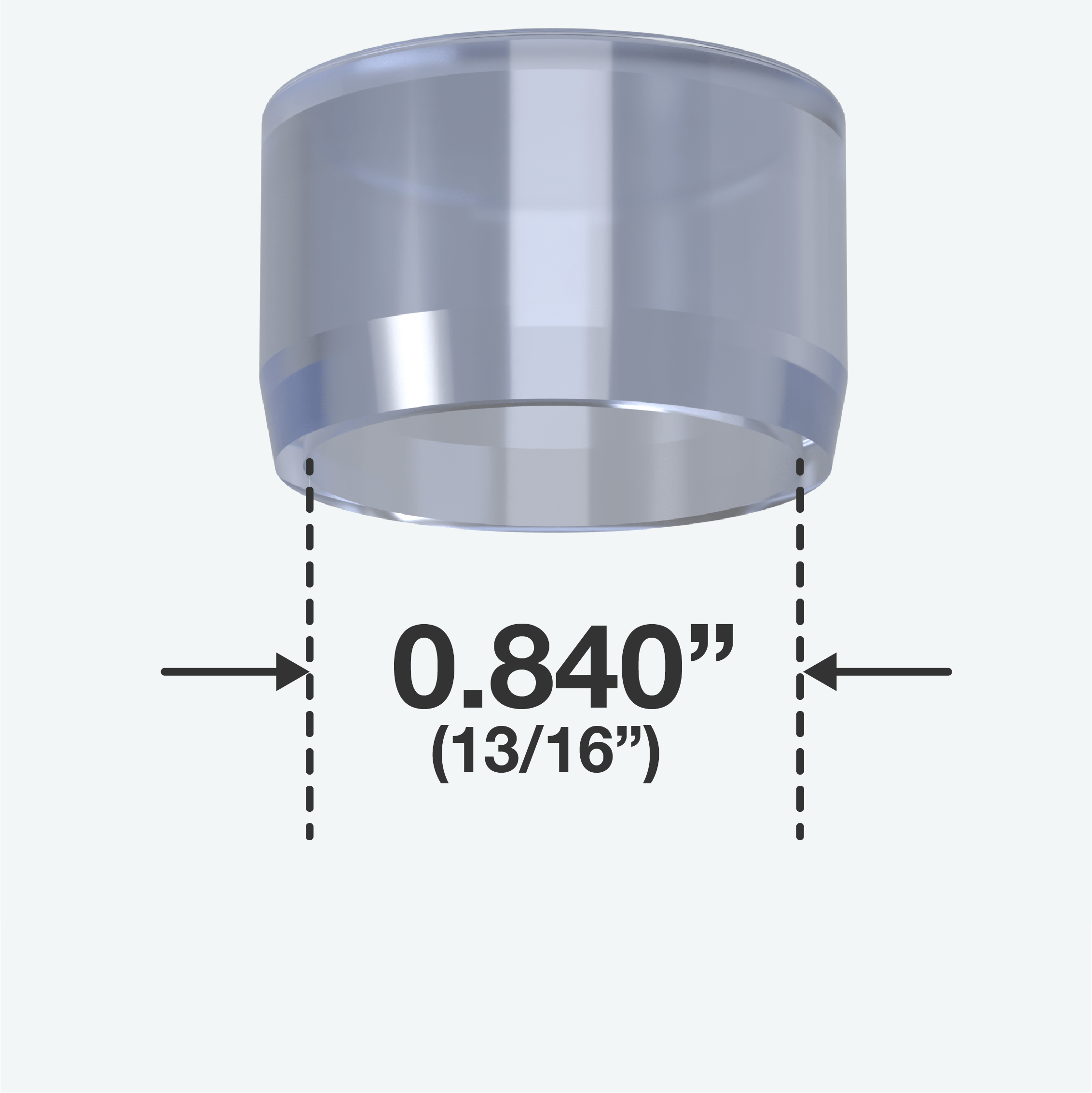 1/2 in. External Flat PVC End Cap, Furniture Grade - Clear External Cap - FORMUFIT
