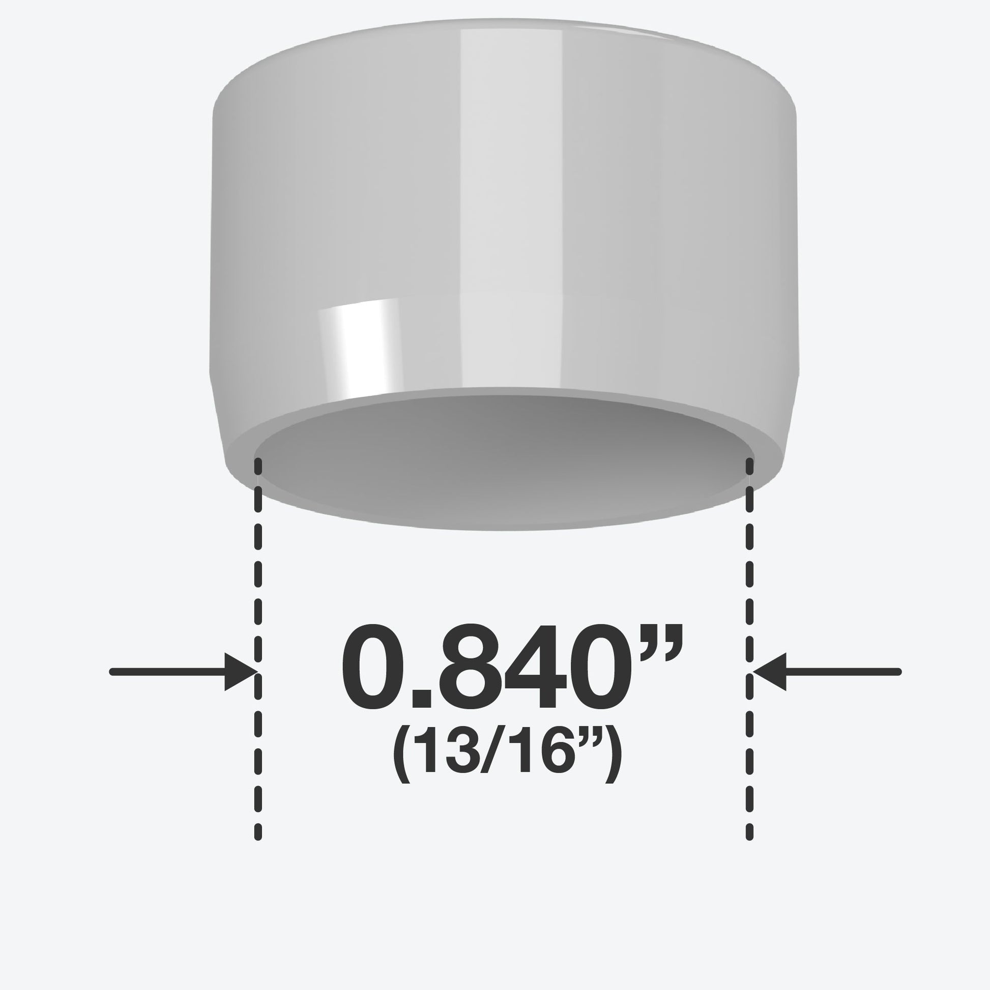 1/2 in. External Flat Furniture Grade PVC End Cap - Gray - FORMUFIT