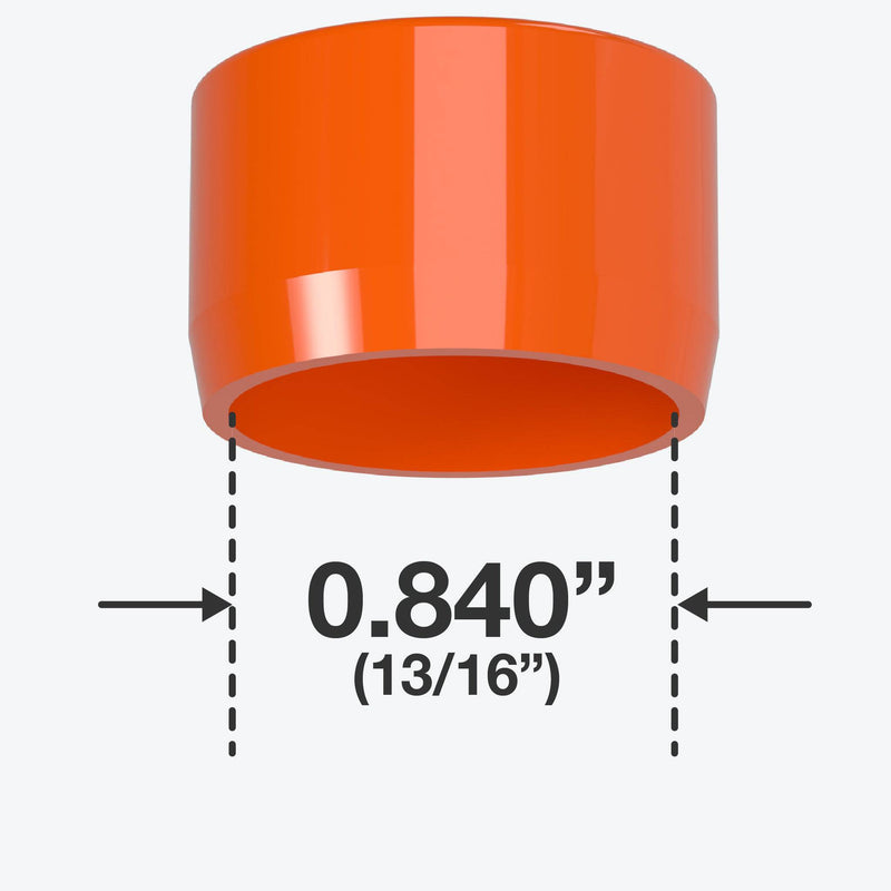 Load image into Gallery viewer, 1/2 in. External Flat Furniture Grade PVC End Cap - Orange - FORMUFIT
