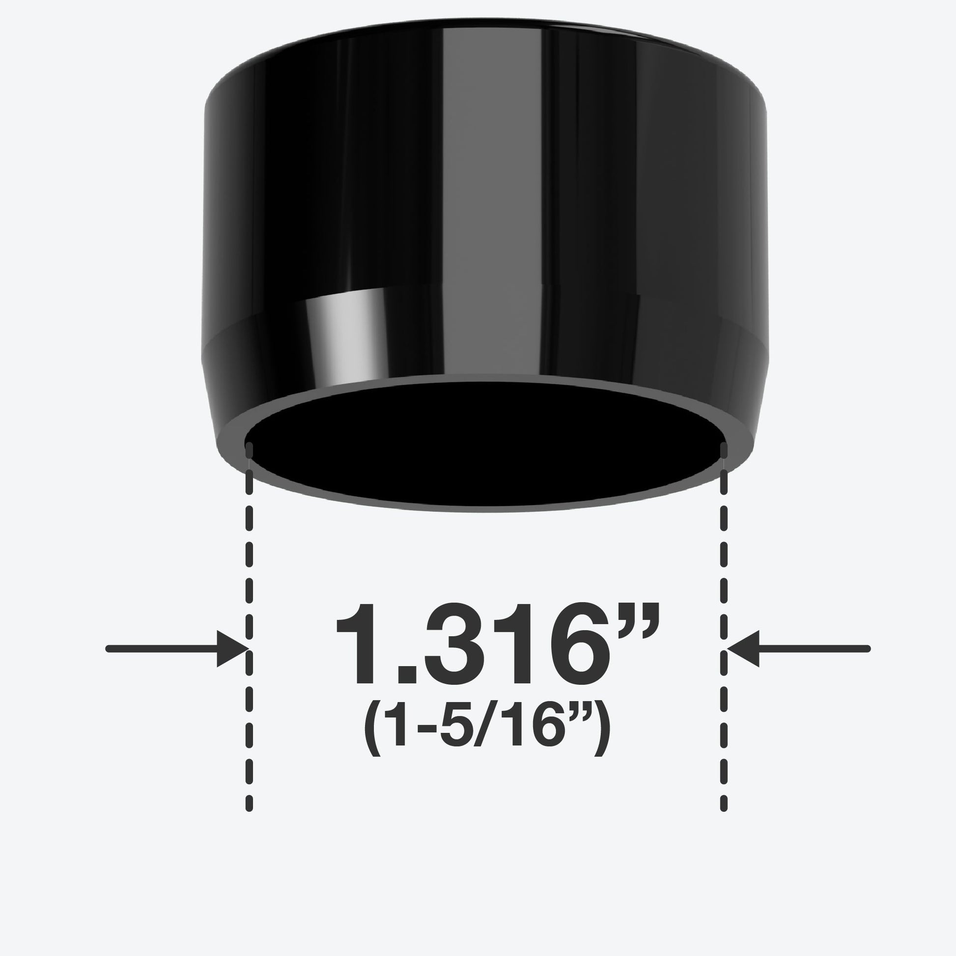 1 in. External Flat PVC End Cap, Furniture Grade - Black External Cap - FORMUFIT