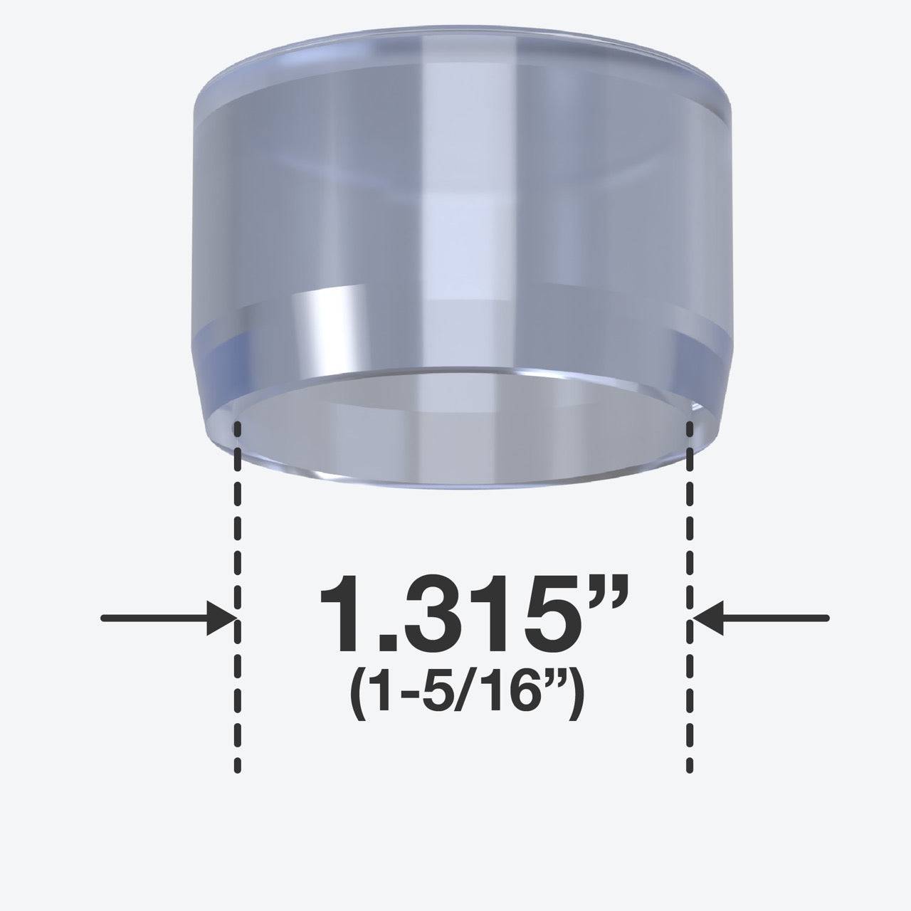 1 in. External Flat PVC End Cap, Furniture Grade - Clear External Cap - FORMUFIT
