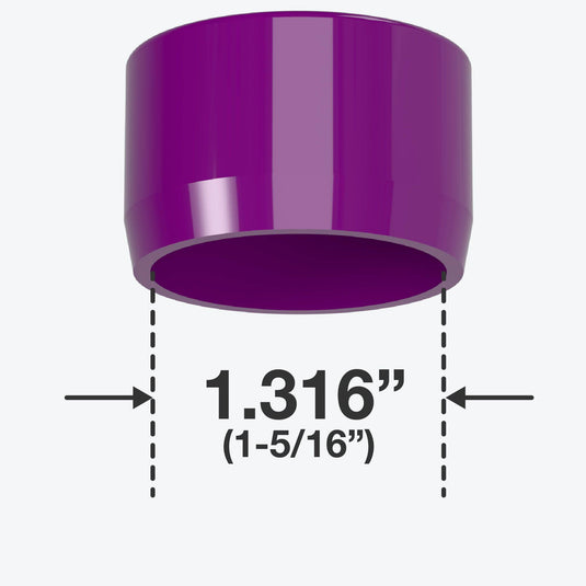 1 in. External Flat Furniture Grade PVC End Cap - Purple - FORMUFIT