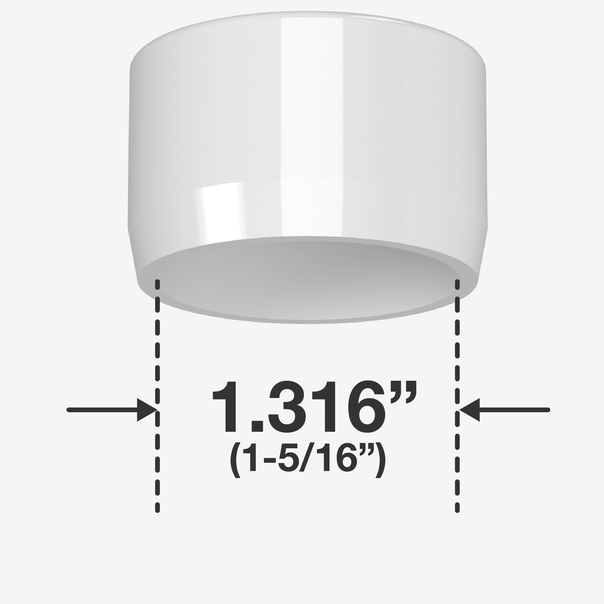 1 in. External Flat PVC End Cap, Furniture Grade - White External Cap - FORMUFIT