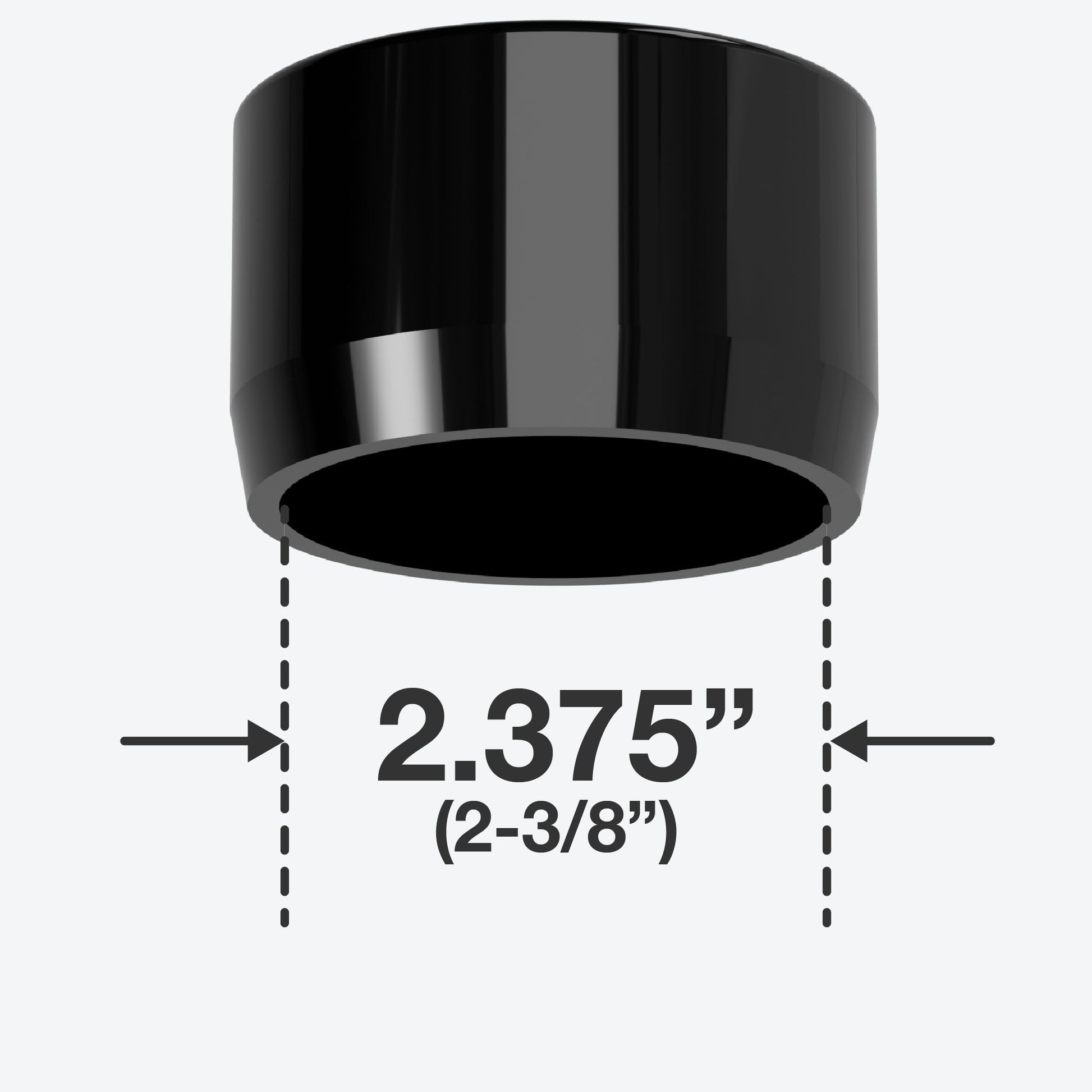 2 in. External Flat PVC End Cap, Furniture Grade - Black External Cap - FORMUFIT