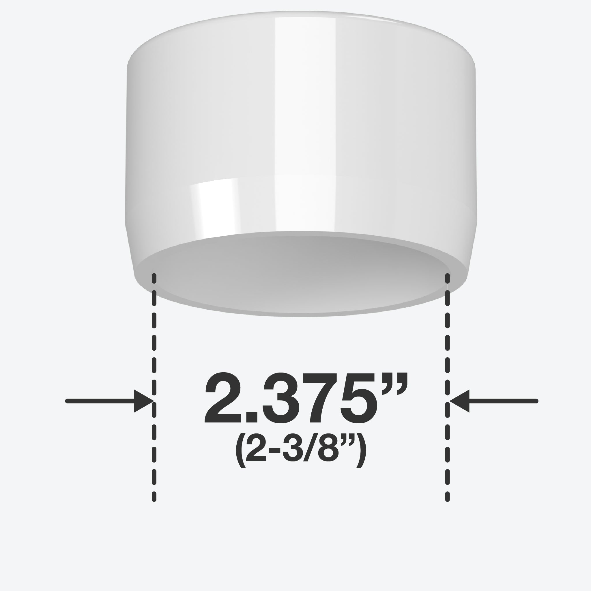 2 in. External Flat PVC End Cap, Furniture Grade - White External Cap - FORMUFIT
