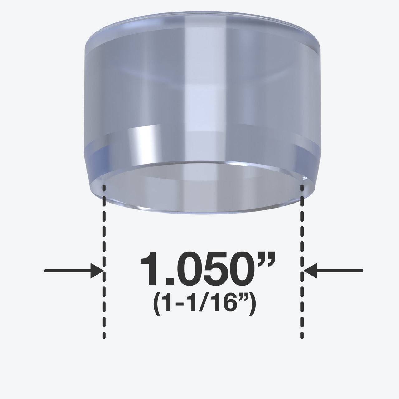 3/4 in. External Flat PVC End Cap, Furniture Grade - Clear External Cap - FORMUFIT