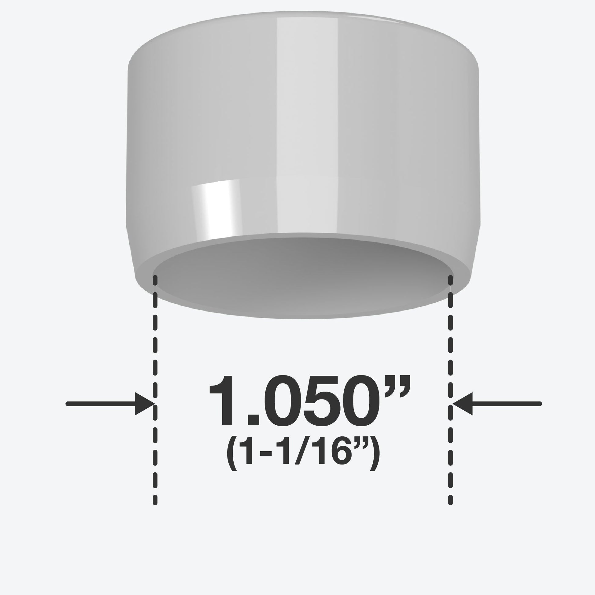 3/4 in. External Flat Furniture Grade PVC End Cap - Gray - FORMUFIT