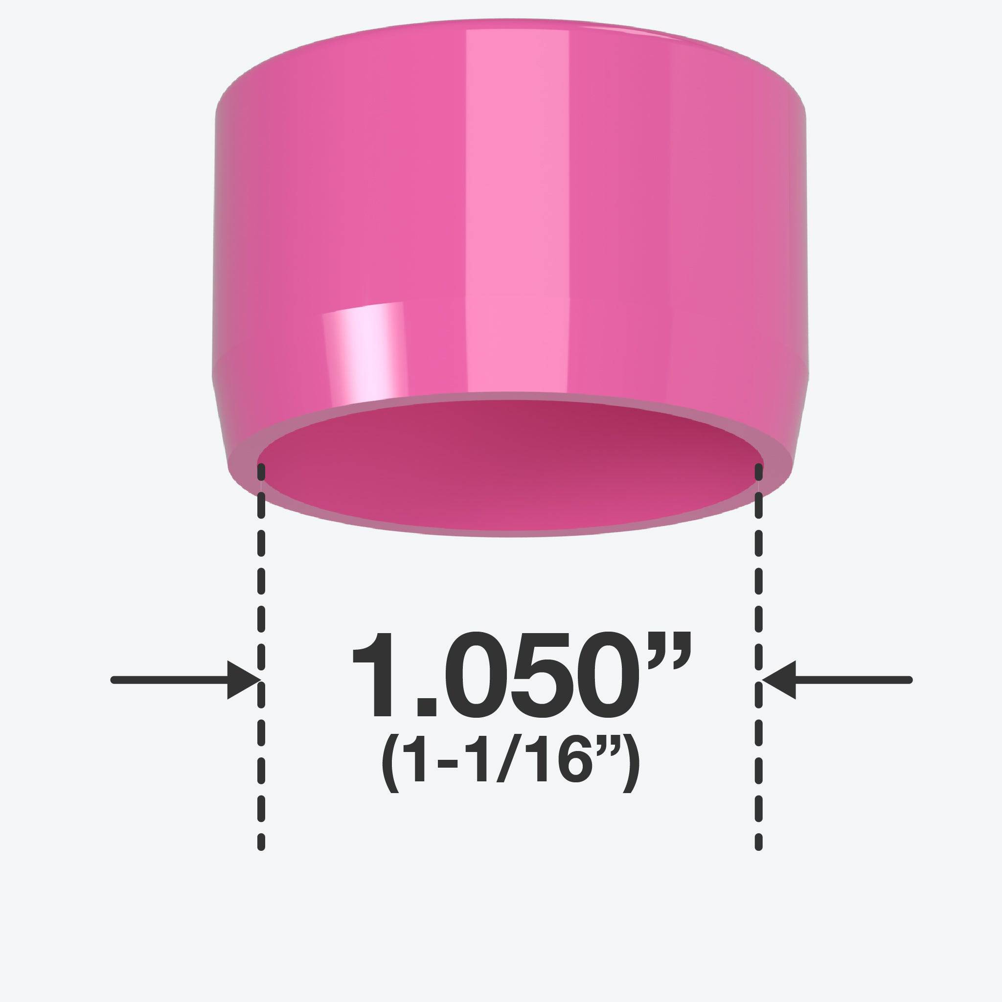 3/4 in. External Flat PVC End Cap, Furniture Grade - Pink External Cap - FORMUFIT